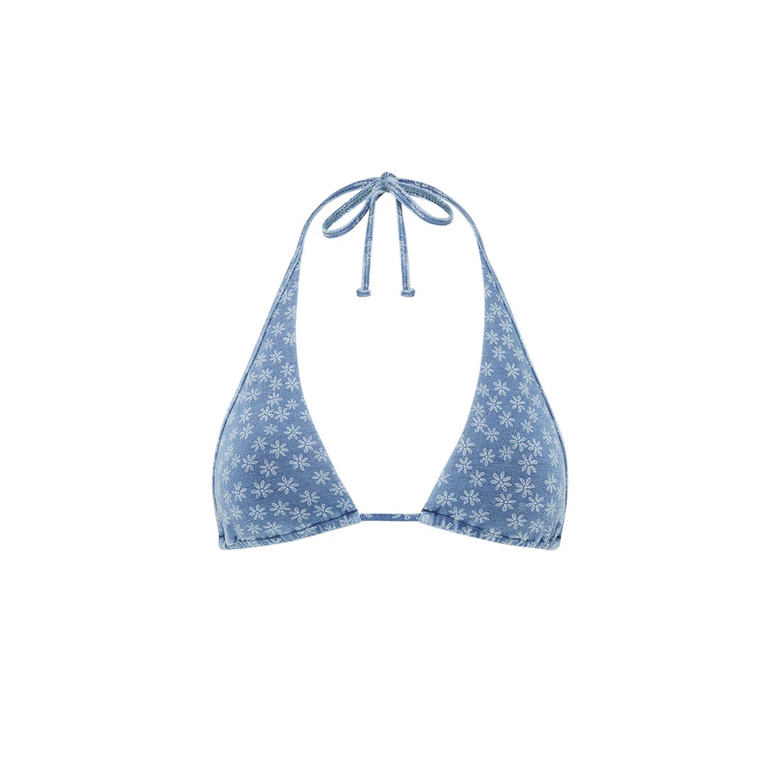 Daisy Denim Bind Tie Halter Bikini Top