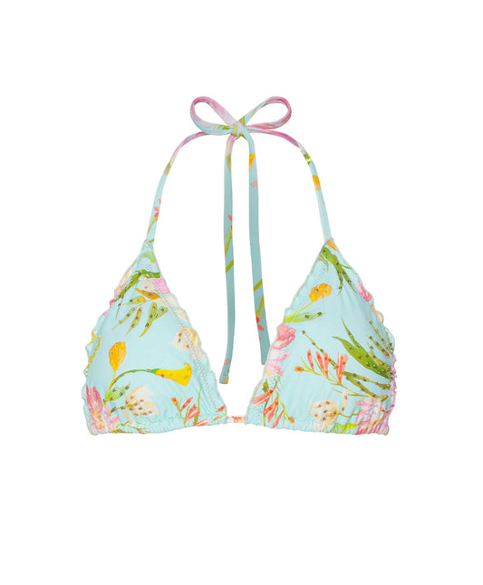 Petal Embroidered Lettuce Edge Triangle Top