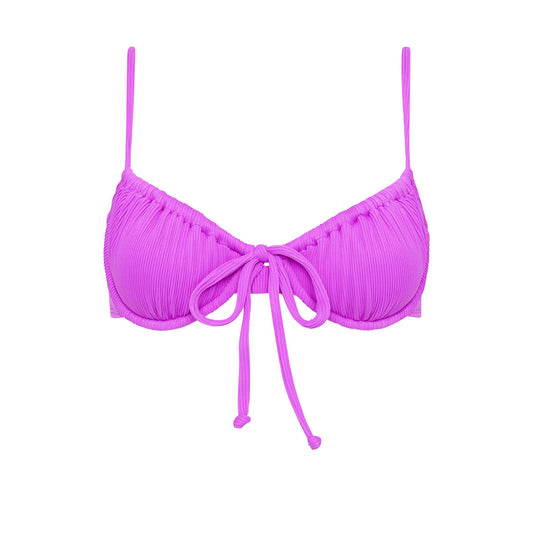 Electric violet Ruched Underwire Bra Bikini Top