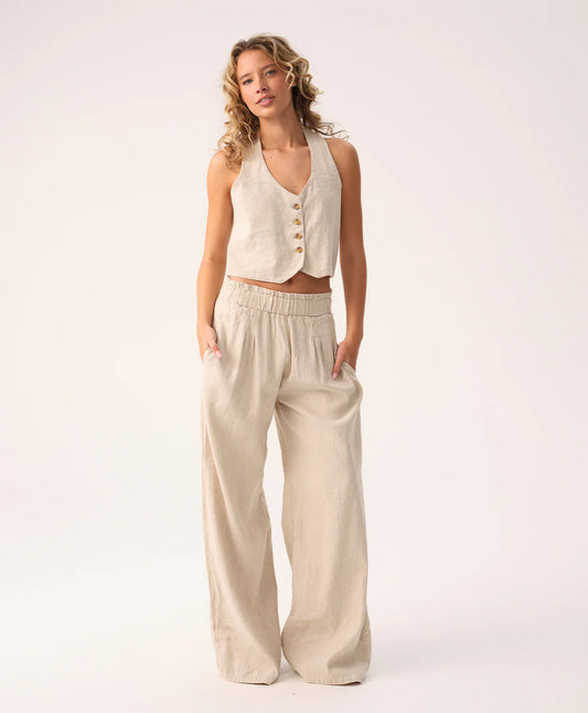 Tan Leo Linen Pant