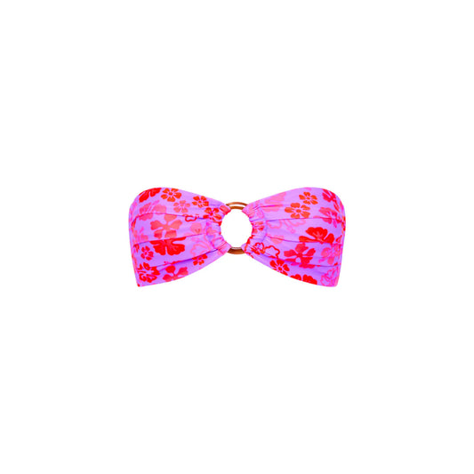 Cherry Berry Strapless Bandeau Bikini Top