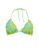 Neon Palms Embroidered Lettuce Edge Tri Top